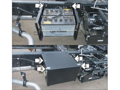 Защита кожуха АКБ Мотодор сталь 1,5 мм для Isuzu FVR34 2014-2021