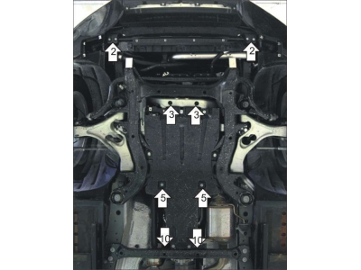 Защита картера, КПП и радиатора Мотодор для 3,0, 4,2 алюминий 5 мм для Audi Q7 2006-2009