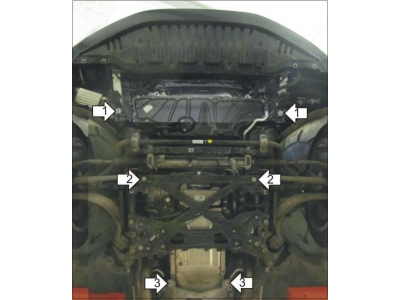 Защита картера и КПП Мотодор алюминий 5 мм для Audi A8 2010-2014