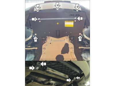 Защита радиатора Мотодор алюминий 5 мм для BMW X6 E71/E72 2010-2014