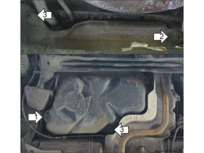 Защита бензобака Мотодор алюминий 5 мм для Citroen DS3 2010-2015