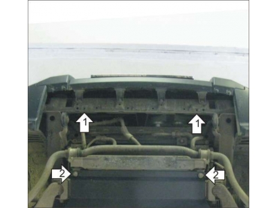 Защита радиатора и интеркулера Мотодор алюминий 5 мм для Mitsubishi Pajero 4 2006-2021