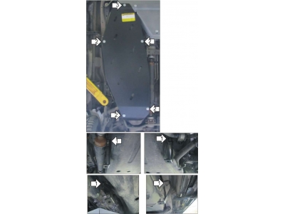 Защита бензобака Мотодор алюминий 5 мм для Mitsubishi Pajero 4 2006-2021