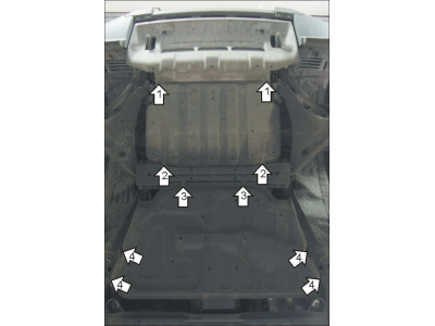Защита картера и АКПП Мотодор алюминий 5 мм для Mitsubishi Pajero 4 2006-2021