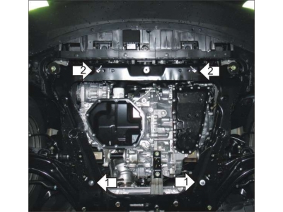 Защита картера и КПП Мотодор алюминий 5 мм для Nissan X-Trail T32/Qashqai 2014-2021