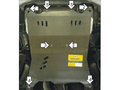 Защита картера и КПП Мотодор алюминий 5 мм для Subaru Forester 2002-2008