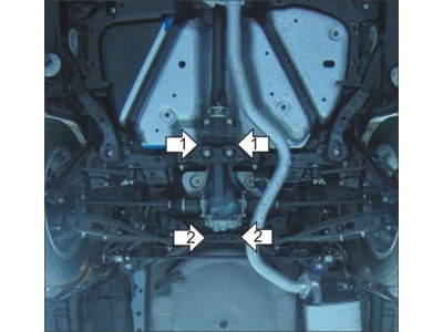 Защита заднего дифференциала Мотодор алюминий 5 мм для Subaru Outback/Legacy 2009-2015