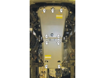 Защита картера, КПП и дифференциала Мотодор алюминий 5 мм для Toyota Land Cruiser Prado 150 2009-2020