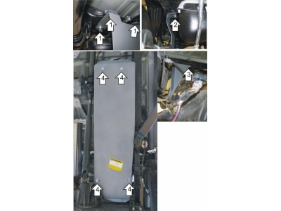 Защита бензобака Мотодор алюминий 5 мм для Toyota Hilux 2005-2015