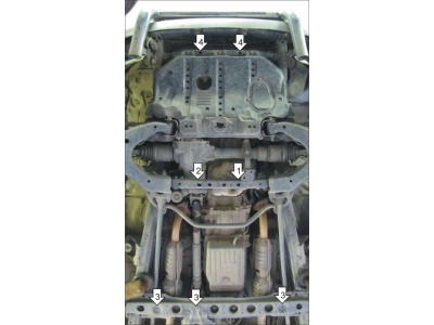 Защита картера, КПП и дифференциала Мотодор алюминий 5 мм для Toyota Land Cruiser 100 1998-2007