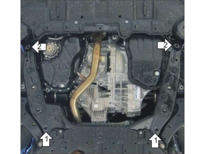 Защита картера и КПП Мотодор алюминий 5 мм для Toyota Highlander 2014-2020