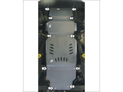Защита картера, КПП, РК и дифференциала Мотодор алюминий 5 мм для Chevrolet Tahoe/Cadillac Escalade 2010-2014