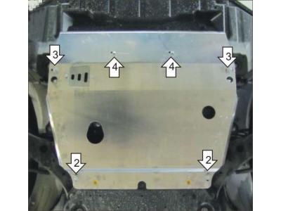 Защита картера и КПП Мотодор алюминий 5 мм для Toyota Highlander/RX270/RX350 2009-2015