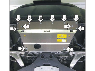 Защита картера двигателя Мотодор алюминий 5 мм для Infiniti FX37/FX50/FX35/QX70 2007-2017