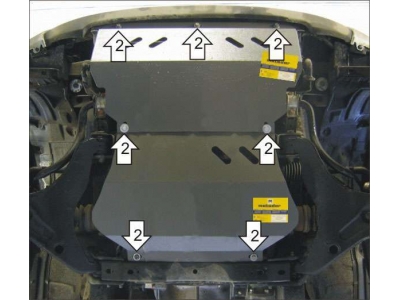 Защита картера и дифференциала Мотодор алюминий 8 мм для Mitsubishi L200 2006-2015