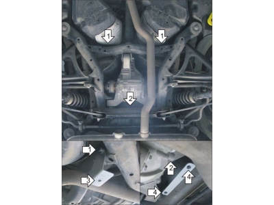 Защита заднего дифференциала Мотодор алюминий 8 мм для Volkswagen Touareg 2002-2017