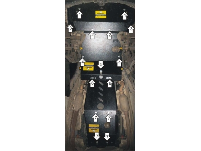 Защита картера, КПП и РК Мотодор алюминий 8 мм для Land Rover Range Rover 2009-2012