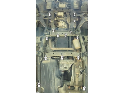 Защита картера, КПП и РК Мотодор алюминий 8 мм для Land Rover Discovery 4 2009-2016