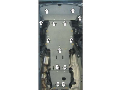 Защита картера, КПП, РК и дифференциала Мотодор алюминий 8 мм для Land Rover Range Rover 2009-2012