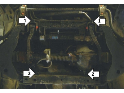 Защита картера и дифференциала Мотодор сталь 2 мм для Mitsubishi Pajero Sport/L200 2006-2021
