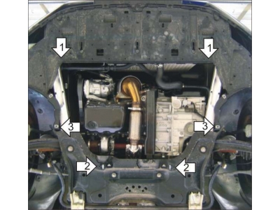 Защита картера и КПП Мотодор сталь 2 мм для Peugeot 308/3008/Citroen C4/C4 Picasso 2007-2021 61604