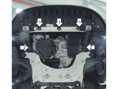 Защита картера и КПП Мотодор сталь 2 мм для Renault Fluence/Megane 3 2009-2017