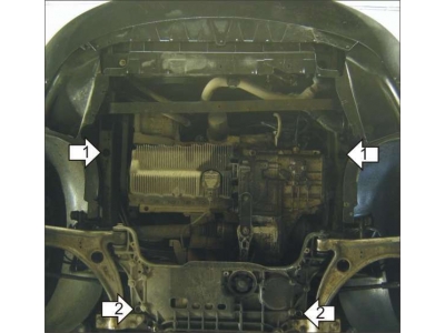 Защита картера и КПП Мотодор сталь 2 мм для Volkswagen Caddy/Touran/Jetta/Skoda Octavia/Yeti/Sup 2004-2018