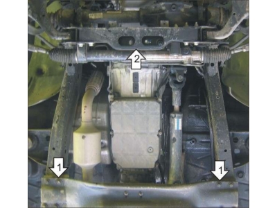 Защита КПП Мотодор сталь 2 мм для SsangYong Kyron/Actyon/Actyon Sports 2005-2015