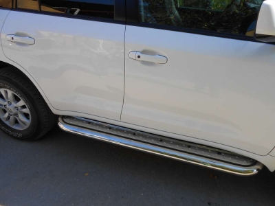 Пороги с площадкой нержавеющий лист 60 мм ОбвесМаг для Ford Ranger 2012-2015