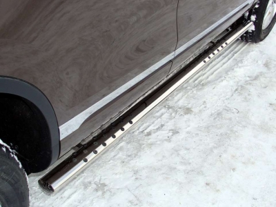 Пороги труба овальная с проступью 75х42 мм ОбвесМаг для Great Wall Hover H6 2013-2015