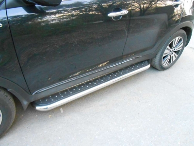 Пороги с площадкой нержавеющий лист 60 мм ОбвесМаг для Hyundai ix55 2009-2013