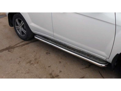 Пороги с площадкой нержавеющий лист 42 мм для Hyundai Santa Fe № OM-HYSF06-09