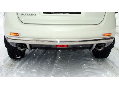 Защита заднего бампера овальная 75х42 мм (2 ноги) для Nissan Murano № OM-NSMR08-14