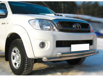 Защита передняя двойная 60-60 мм ОбвесМаг для Toyota Hilux 2005-2015