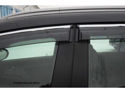 Дефлекторы окон с хромированным молдингом OEM Tuning для Mitsubishi Outlander 2012-2015