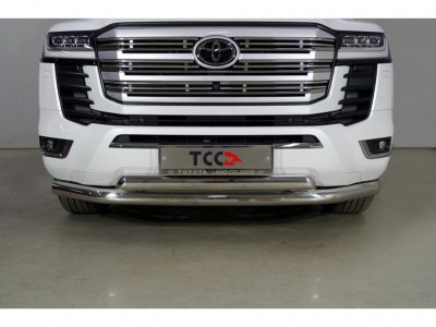 Защита переднего бампера двойная 76-75 мм для Toyota Land Cruiser 300 70TH ANNIVERSARY 2021–н.в.