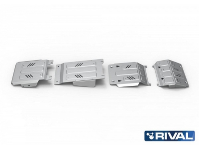 Защита радиатора, картера, КПП и РК Rival  алюминий 4 мм с крепежом для Fiat Fullback/Mitsubishi L200/Pajero Sport 2015-2020