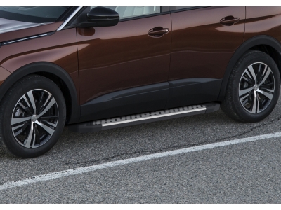 Пороги алюминиевые Rival "Bmw-Style круги" 180 см, 2 шт для Peugeot 3008 2016-2021