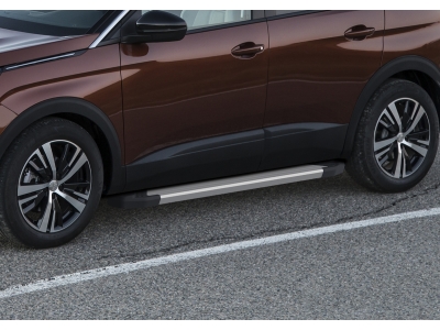 Пороги алюминиевые Rival "Silver" 180 см, 2 шт для Peugeot 3008 2016-2021