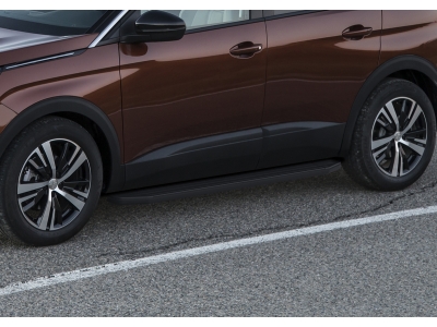 Пороги алюминиевые Rival "Premium-Black" 180 см, 2 шт для Peugeot 3008 2016-2021