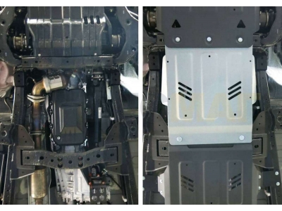 Защита КПП Rival для 2,4D и 3,0 алюминий 4 мм для Mitsubishi L200/Pajero Sport/Fiat Fullback 2015-2020