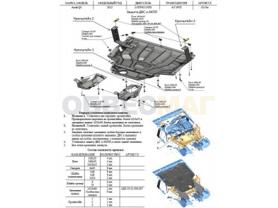 Защита картера и КПП АБС-Дизайн композит 8 мм для Audi Q3/RS Q3 2011-2018