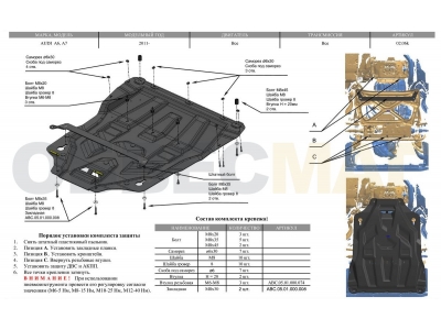 Защита картера и КПП АБС-Дизайн композит 8 мм для Audi A6/A6 Allroad/A7 2010-2021