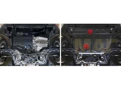 Защита картера и КПП Автоброня увеличенная для 1,4/1,6/1,8/2,0 сталь 2 мм для Skoda Octavia A7 2013-2020