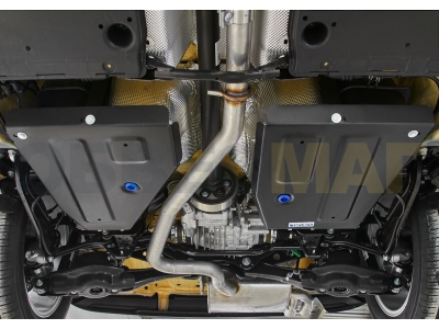 Защита топливного бака Rival для 2,0 и 2,0D сталь 2 мм из 2-х частей для Volkswagen Tiguan/Skoda Kodiaq 2016-2021