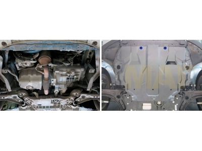 Защита картера и КПП Rival для 1,4/1,6/1,8/1,9D/2,0/2,0D/3,6 алюминий 4 мм для Volkswagen Caddy/Jetta/Skoda Octavia/Yeti/Superb/Sea 2003-2015