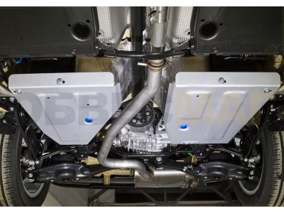 Защита топливного бака Rival для 2,0 и 2,0D алюминий 4 мм из 2-х частей для Volkswagen Tiguan/Skoda Kodiaq 2016-2021