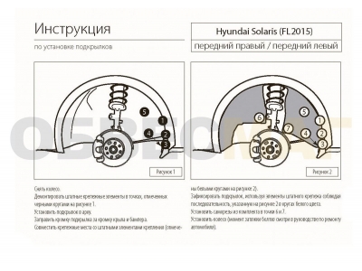 Подкрылок Rival передний левый для Hyundai Solaris 2014-2017
