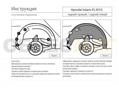 Подкрылок Rival задний левый для Hyundai Solaris 2014-2017