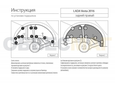 Подкрылок Rival задний правый для Lada Vesta 2015-2021